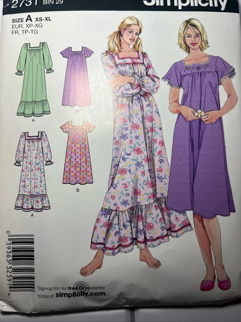 Simplicity 2731 Sewing Pattern Size A Opened Complete